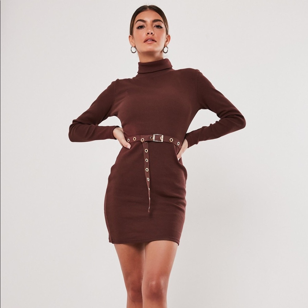 NWT Missguided Chocolate Belted Mini Dress